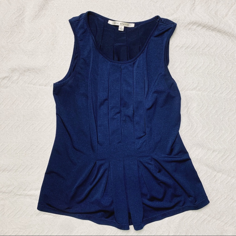 Navy Peplum Tank Top